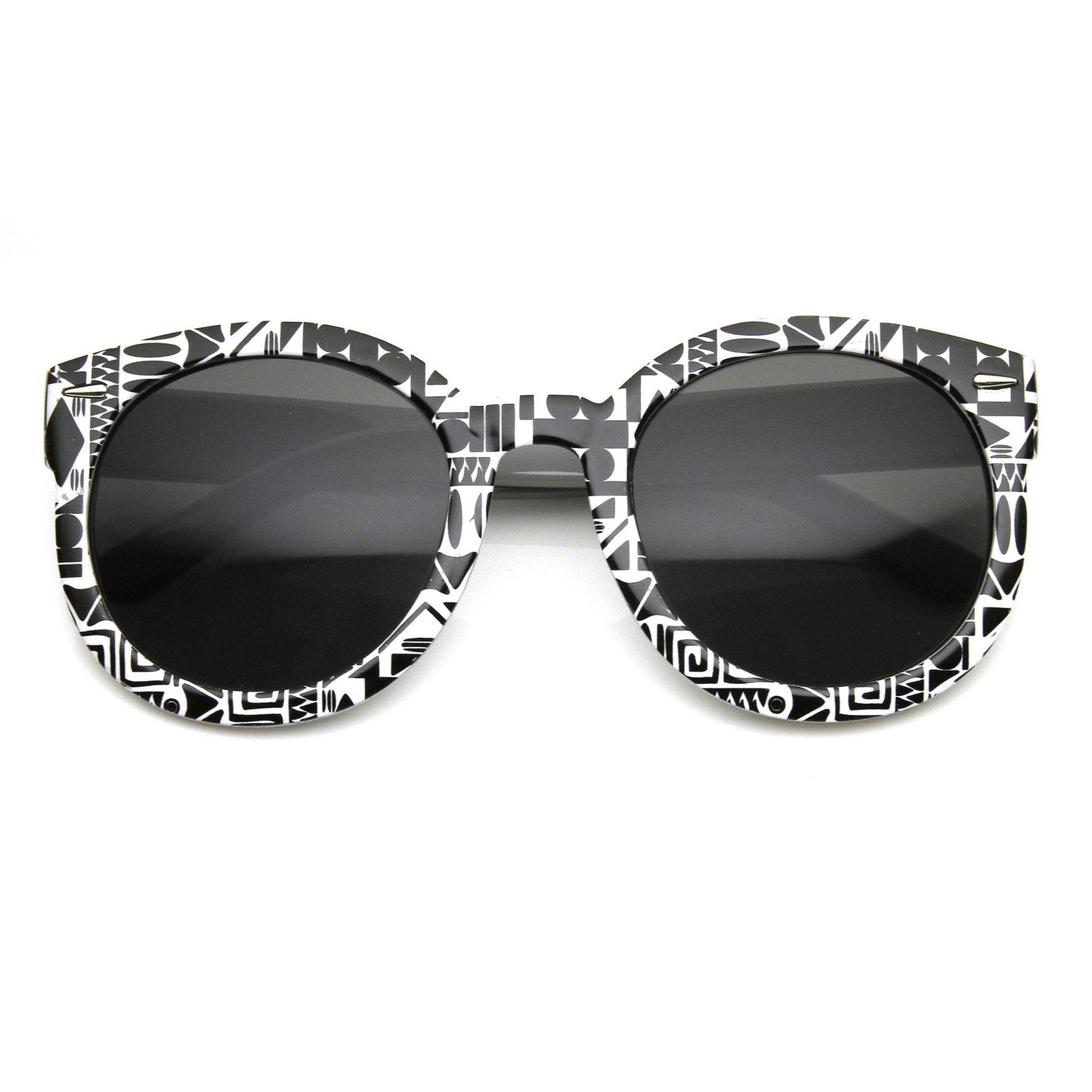 Women's Indie Fashion Oversize Round Native Print Sunglasses 9379