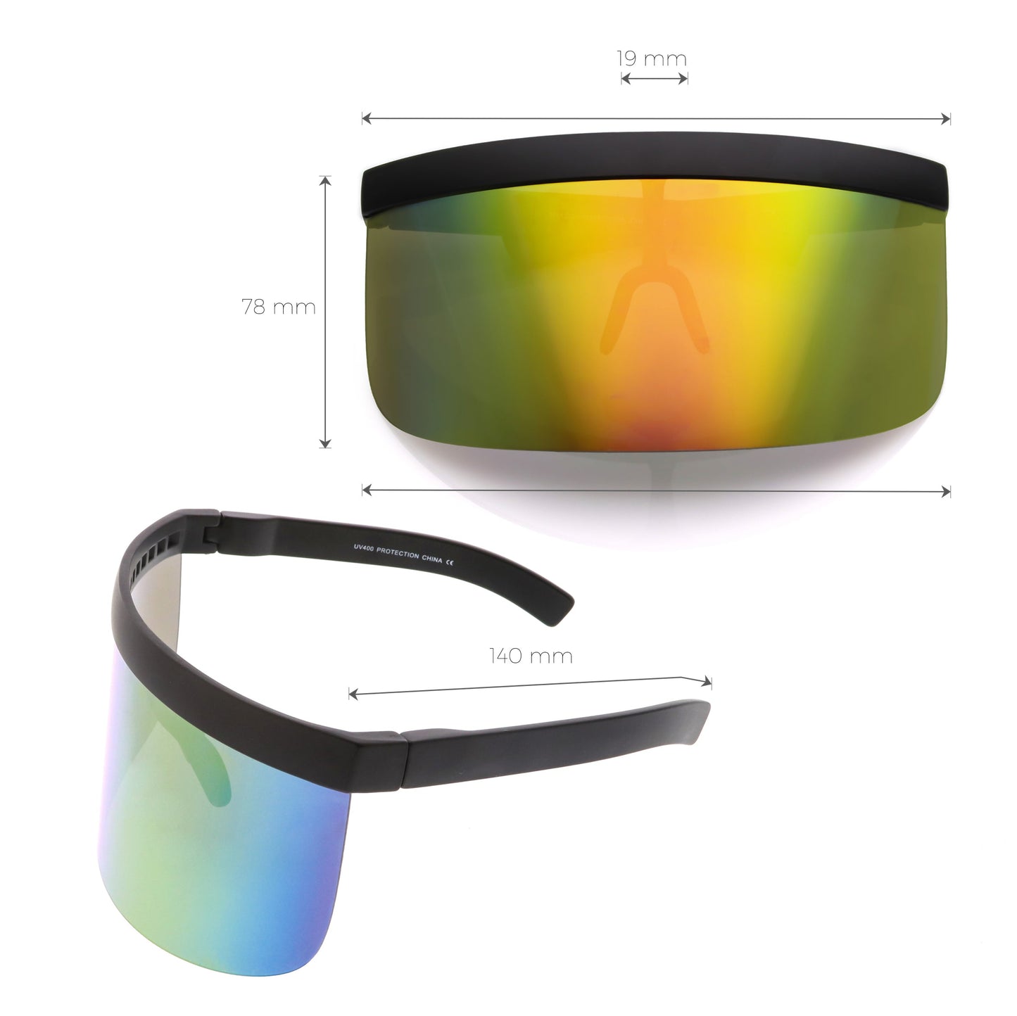 Retro Modern Oversize Novelty Mirrored Lens Shield Visor C453