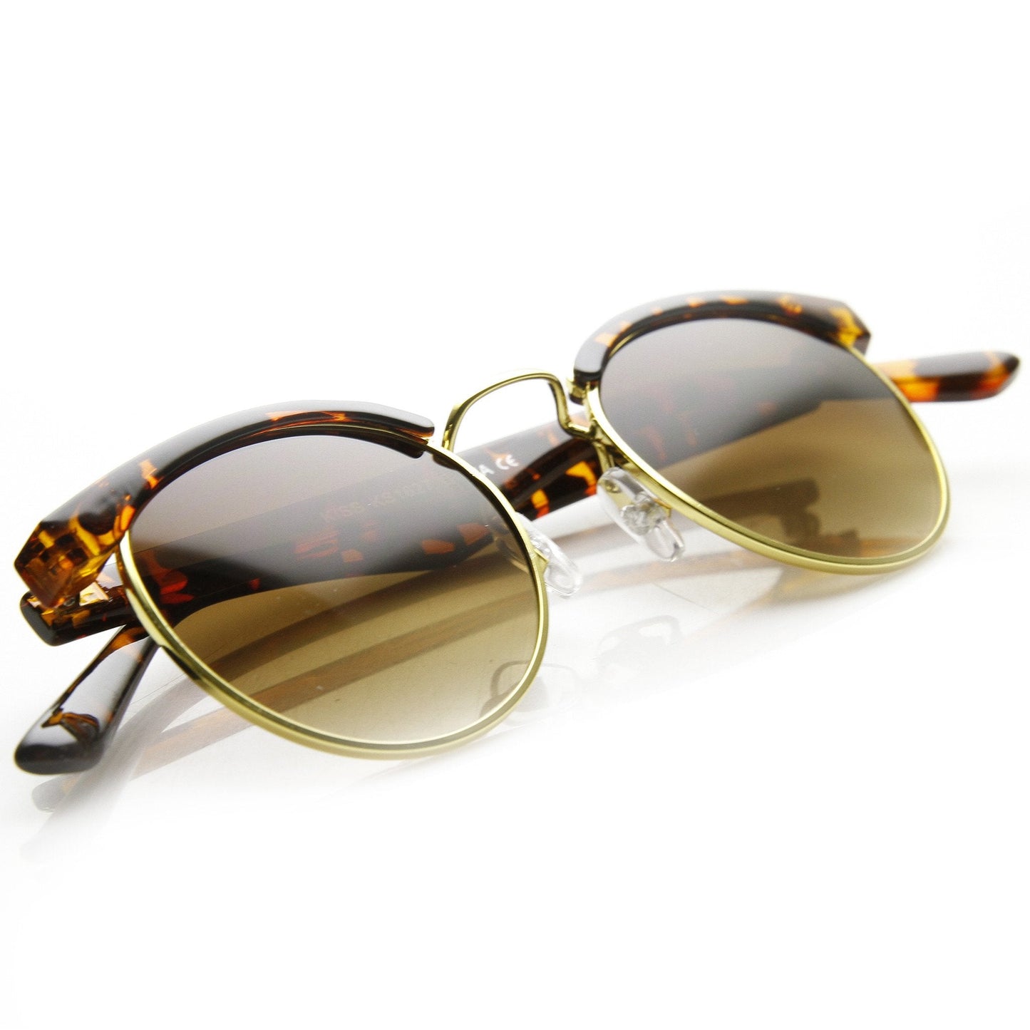 Dapper Vintage Inspired Indie Half Frame Round Sunglasses 9455