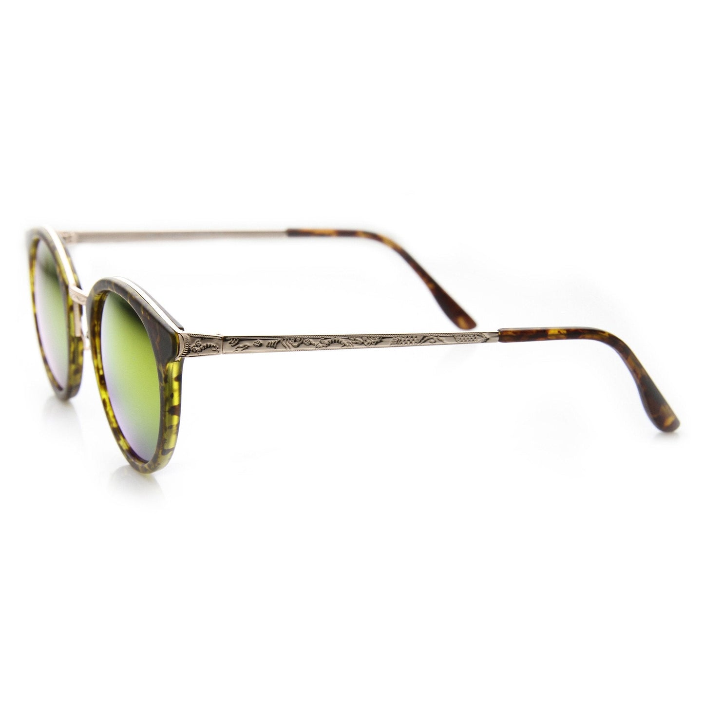 Vintage Dapper P3 Horned Rim Mirror Lens Sunglasses 9617