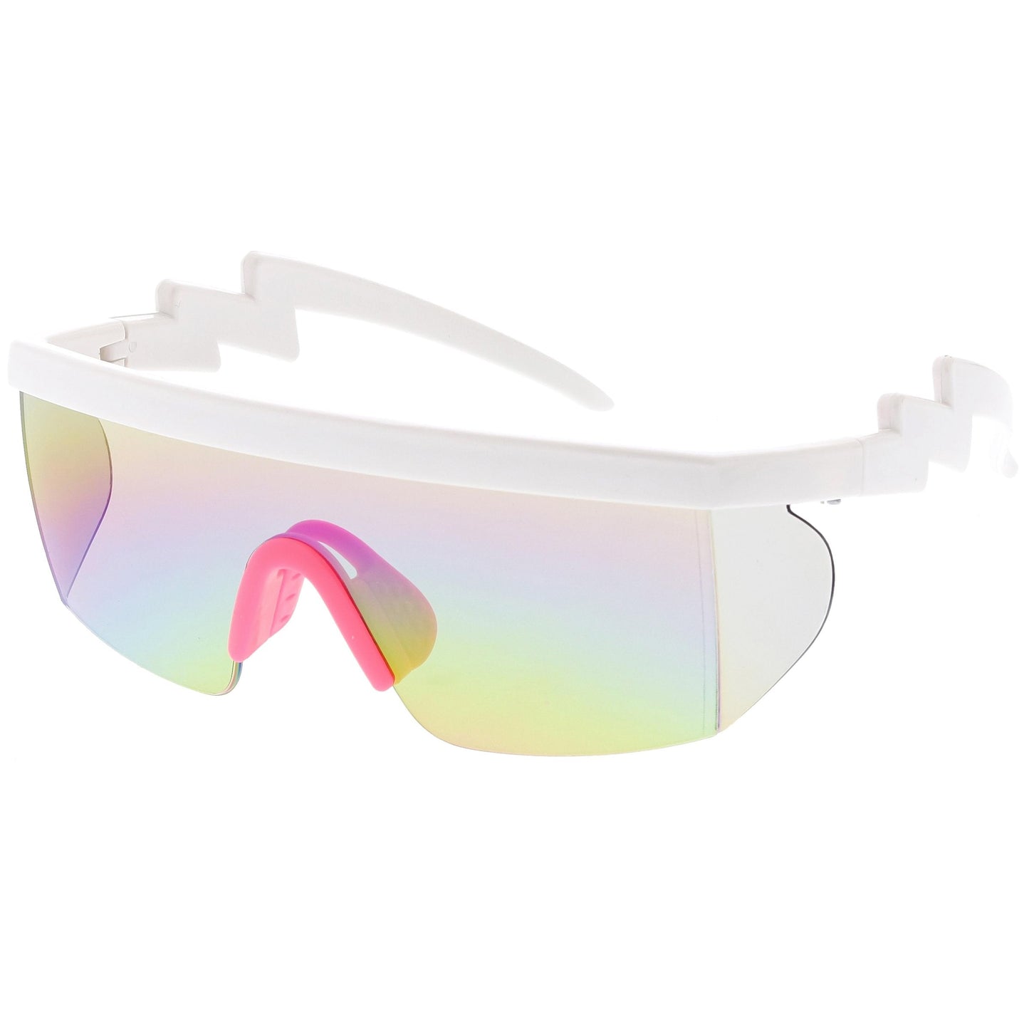 Retro Flat Top Rainbow Mirrored Goggle Shield Sunglasses C545