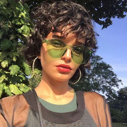 Rimless Monoblock Cut PC Color Lens Rimless Sunglasses A368