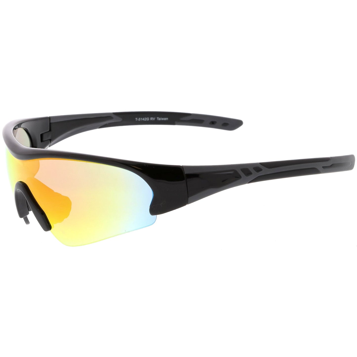 Men's Sports TR-90 Half Frame Mirrored Lens Shield Sunglasses C533