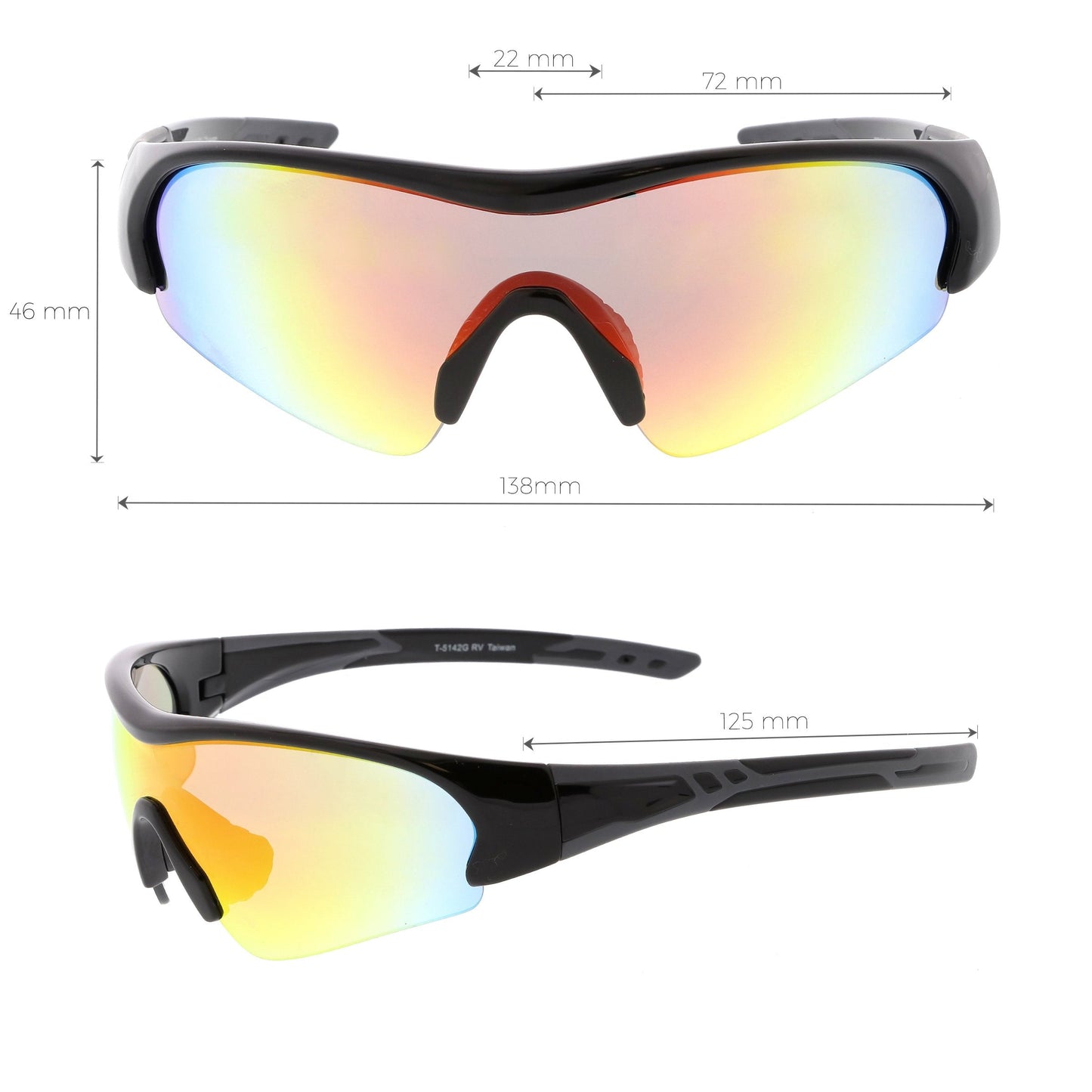 Men's Sports TR-90 Half Frame Mirrored Lens Shield Sunglasses C533