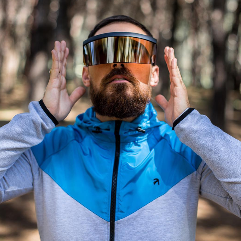 Retro Modern Oversize Novelty Mirrored Lens Shield Visor C453