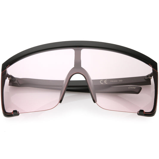 Oversize Retro Color Tone Sports Shield Flat Top Sunglasses C686