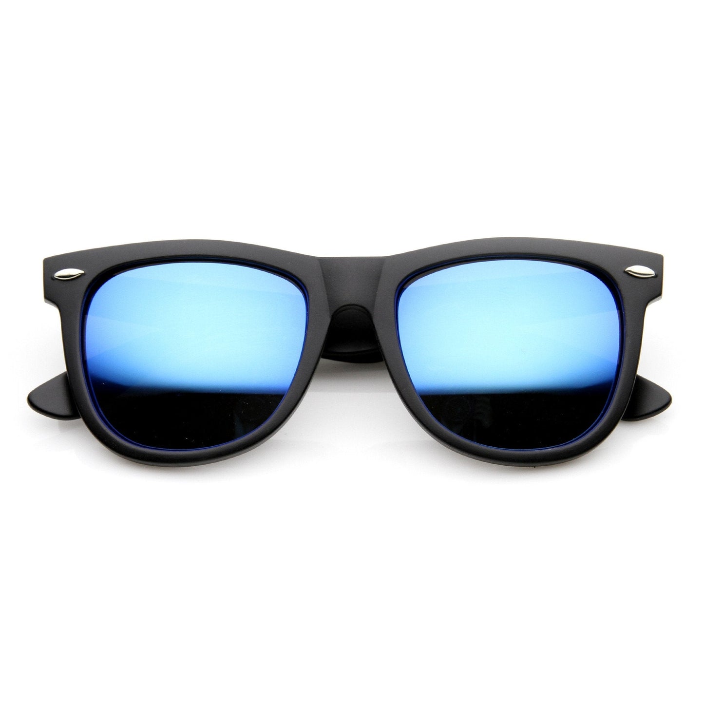Retro Oversize Horned Rim Sunglasses With Flash Mirror Lens 9634