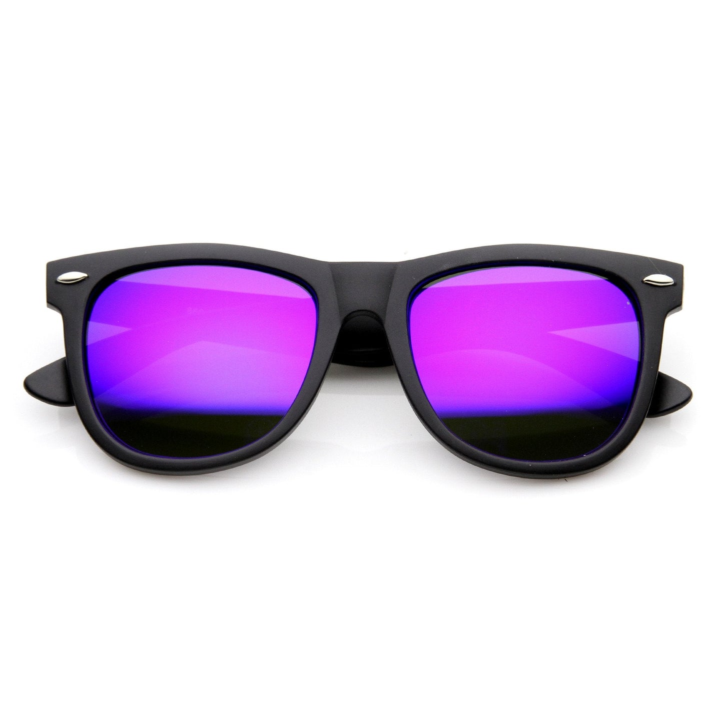 Retro Oversize Horned Rim Sunglasses With Flash Mirror Lens 9634