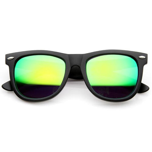 Retro Oversize Horned Rim Sunglasses With Flash Mirror Lens 9634