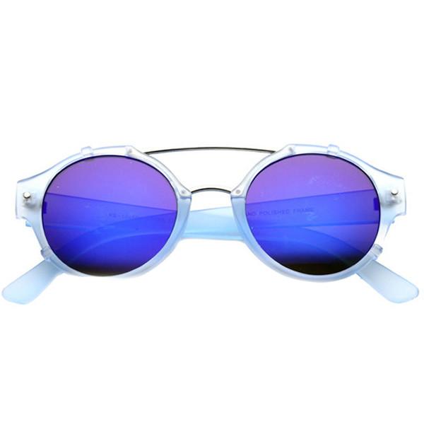 Colorful Retro Round P3 Mirror Lens Cross Bar Sunglasses 9648