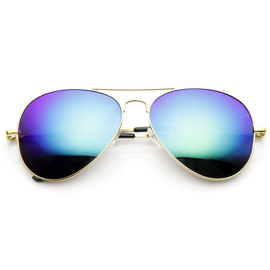 Full Gold Frame Flash Color Mirrored Lens Sunglasses 1486