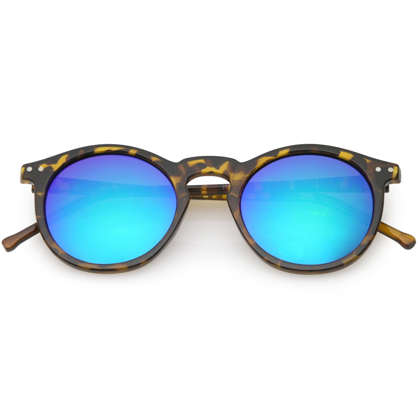 Retro Round Horned Rim Flash Mirrored Lens Sunglasses C703