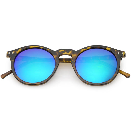 Retro Round Horned Rim Flash Mirrored Lens Sunglasses C703