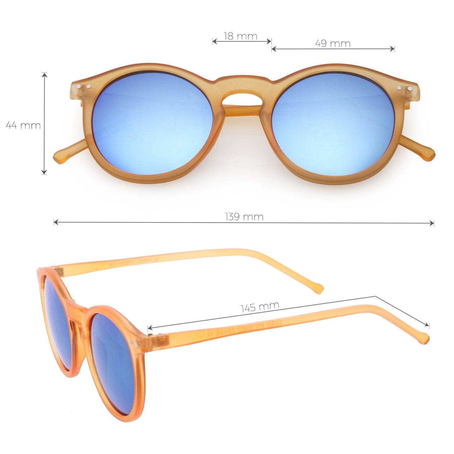 Retro Round Horned Rim Flash Mirrored Lens Sunglasses C703
