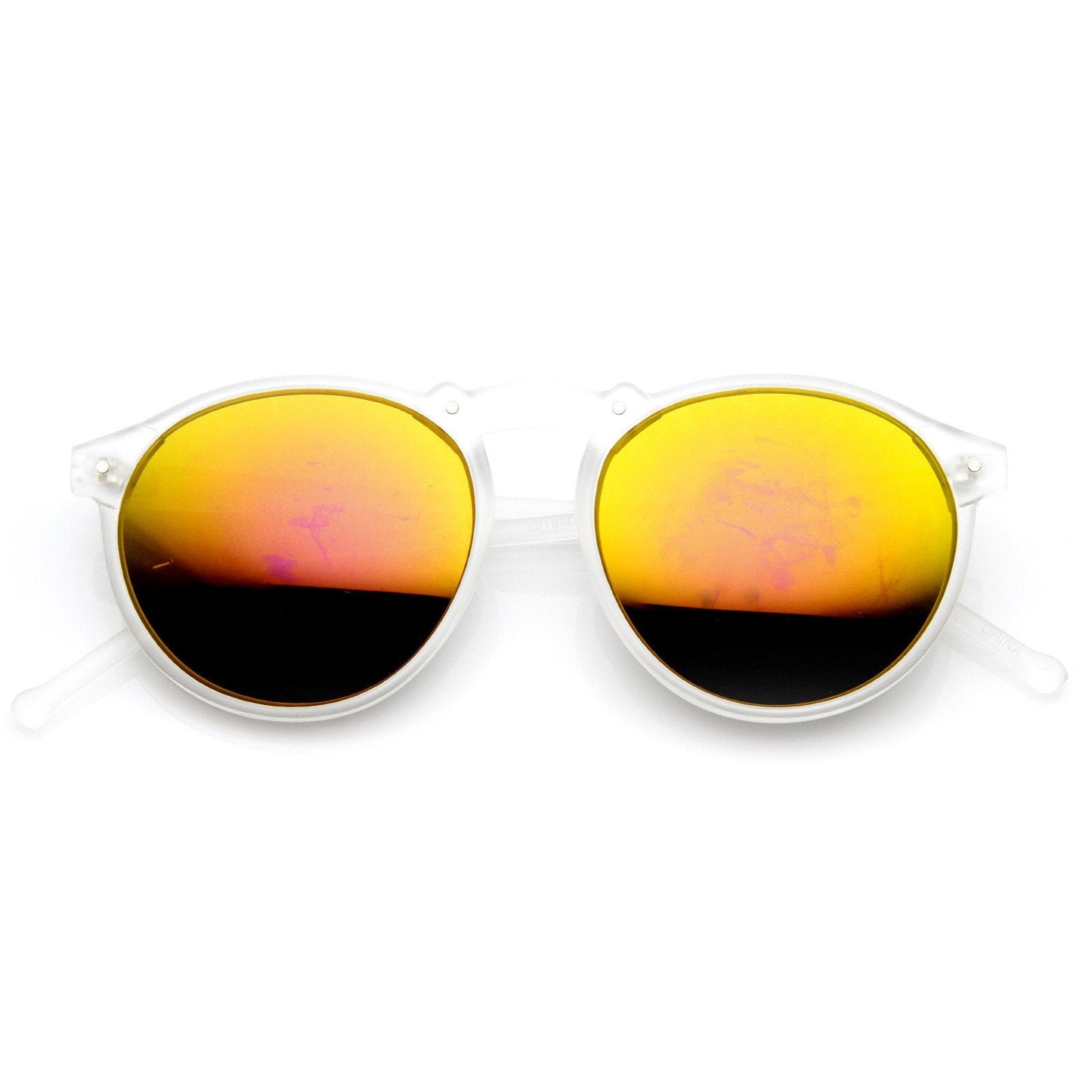 Trendy Retro Frosted Mirror Lens Round Sunglasses 8961