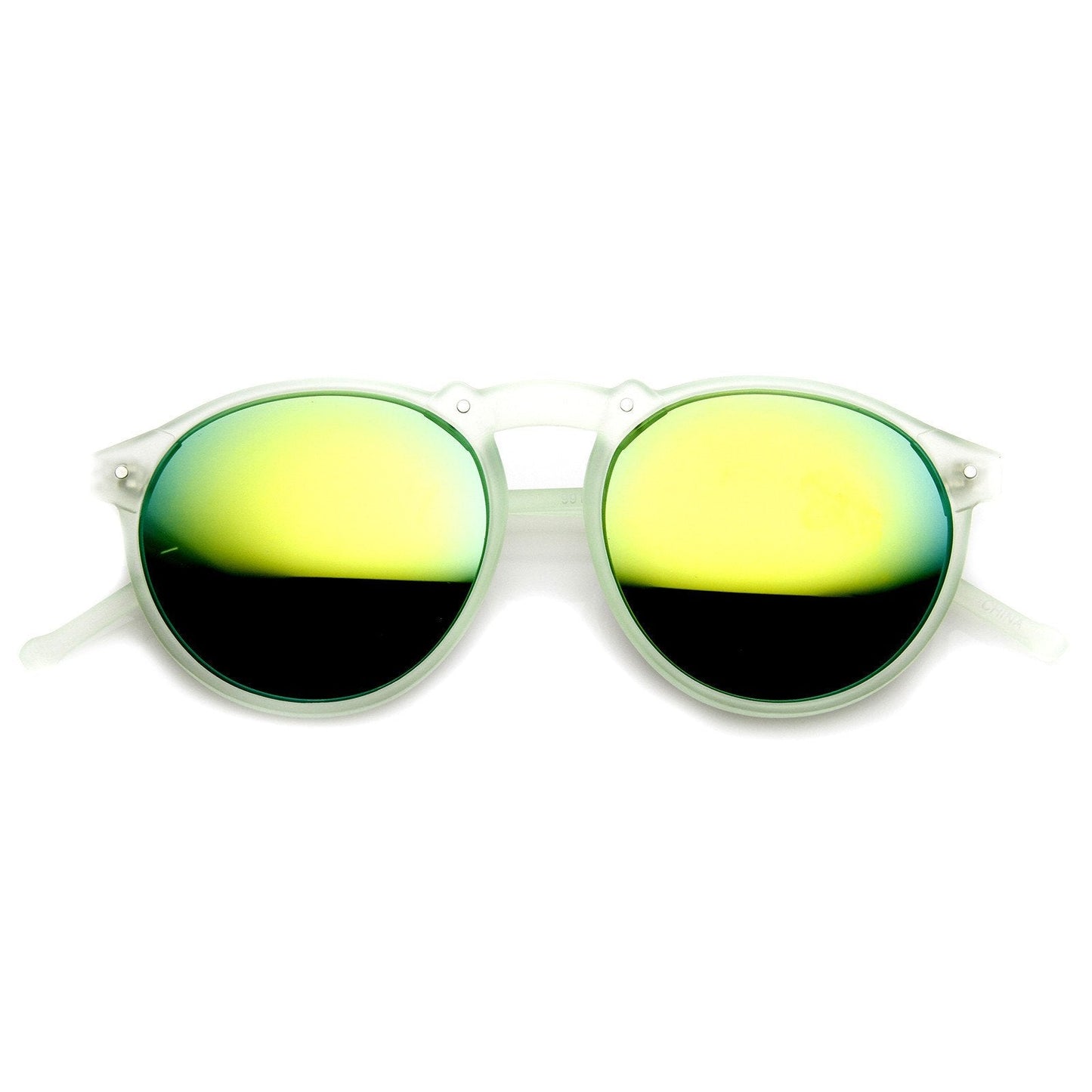 Trendy Retro Frosted Mirror Lens Round Sunglasses 8961
