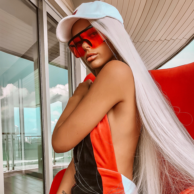 Oversize Retro Color Tone Sports Shield Flat Top Sunglasses C686