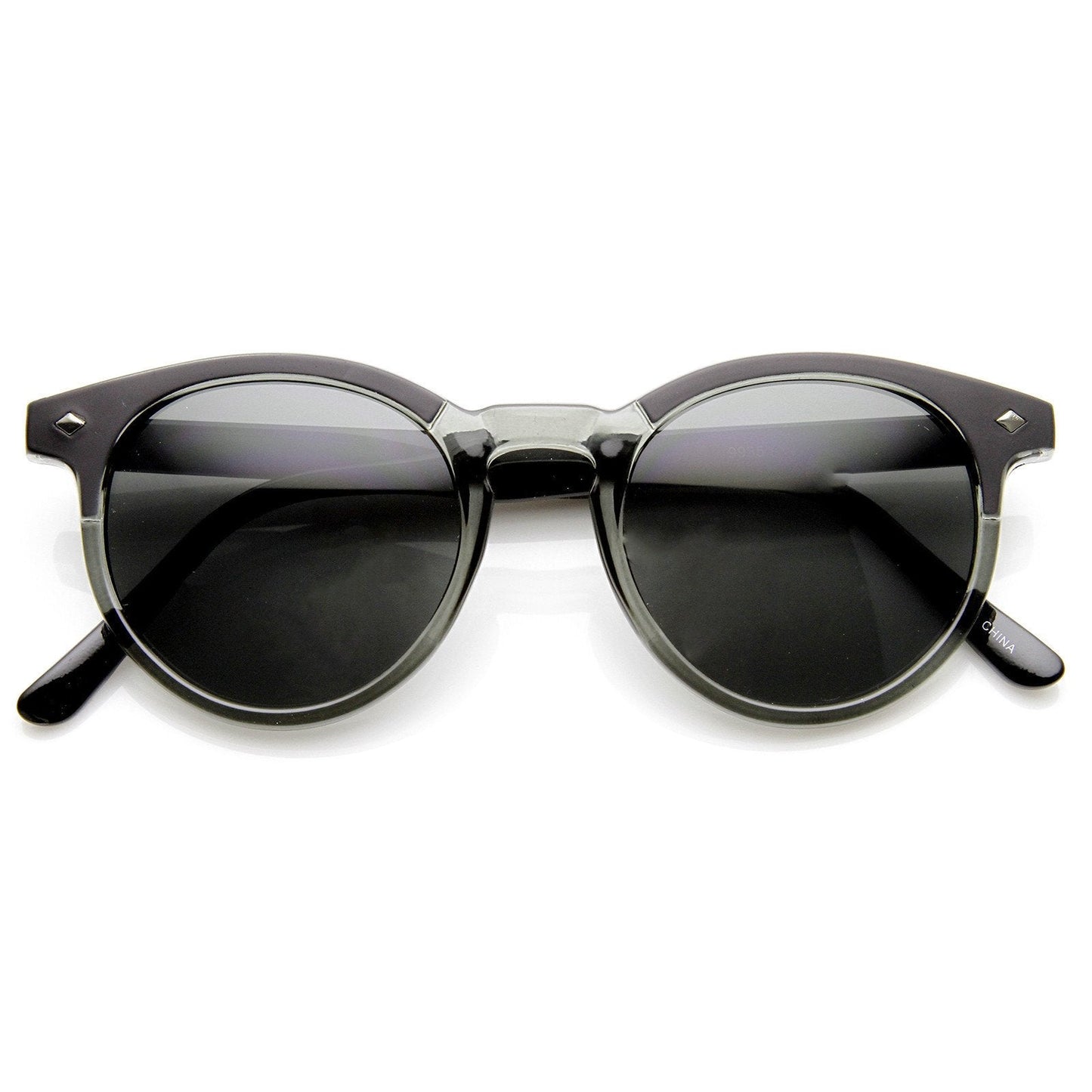 Dapper Vintage Inspired P3 Keyhole Round Horned Rim Sunglasses 8992