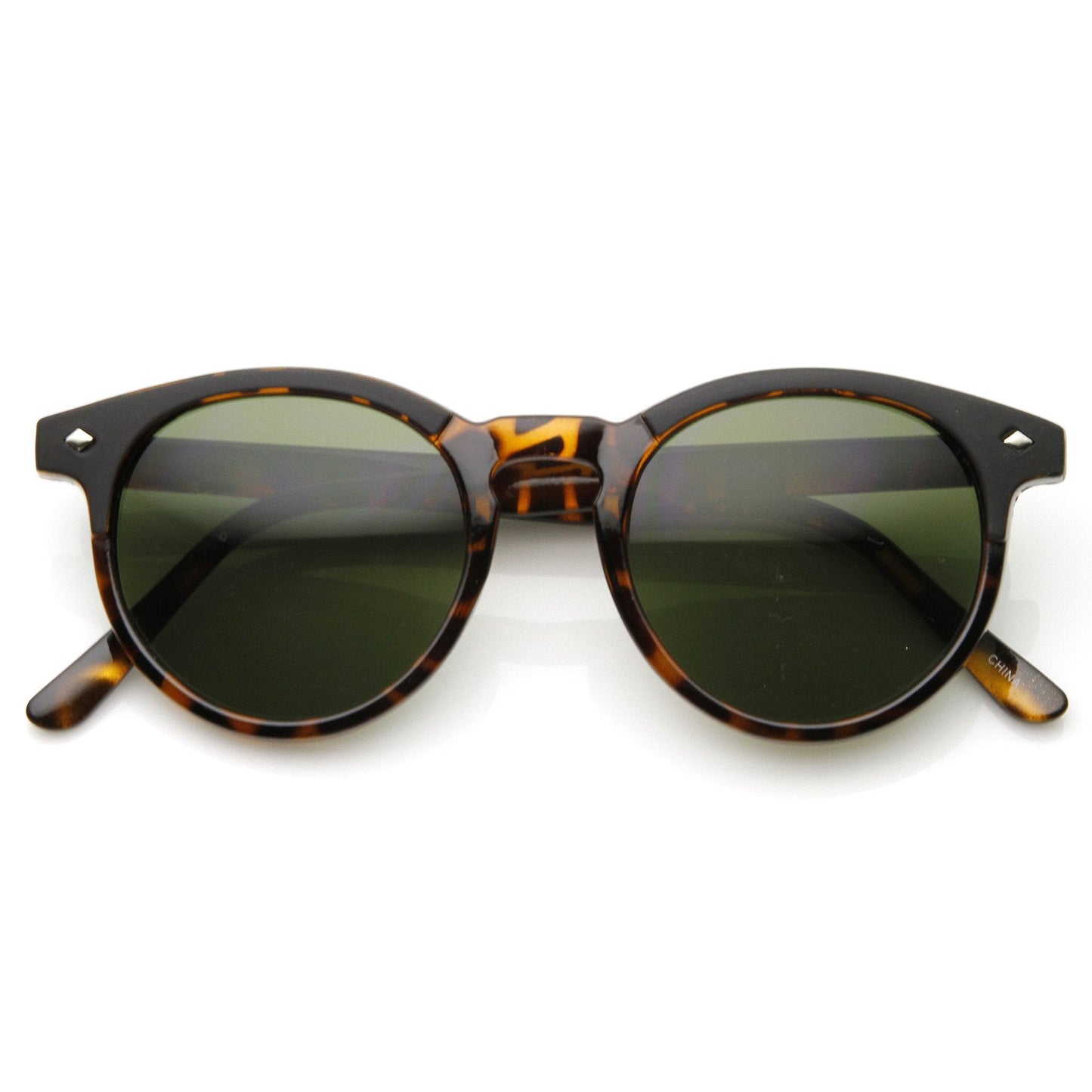 Dapper Vintage Inspired P3 Keyhole Round Horned Rim Sunglasses 8992