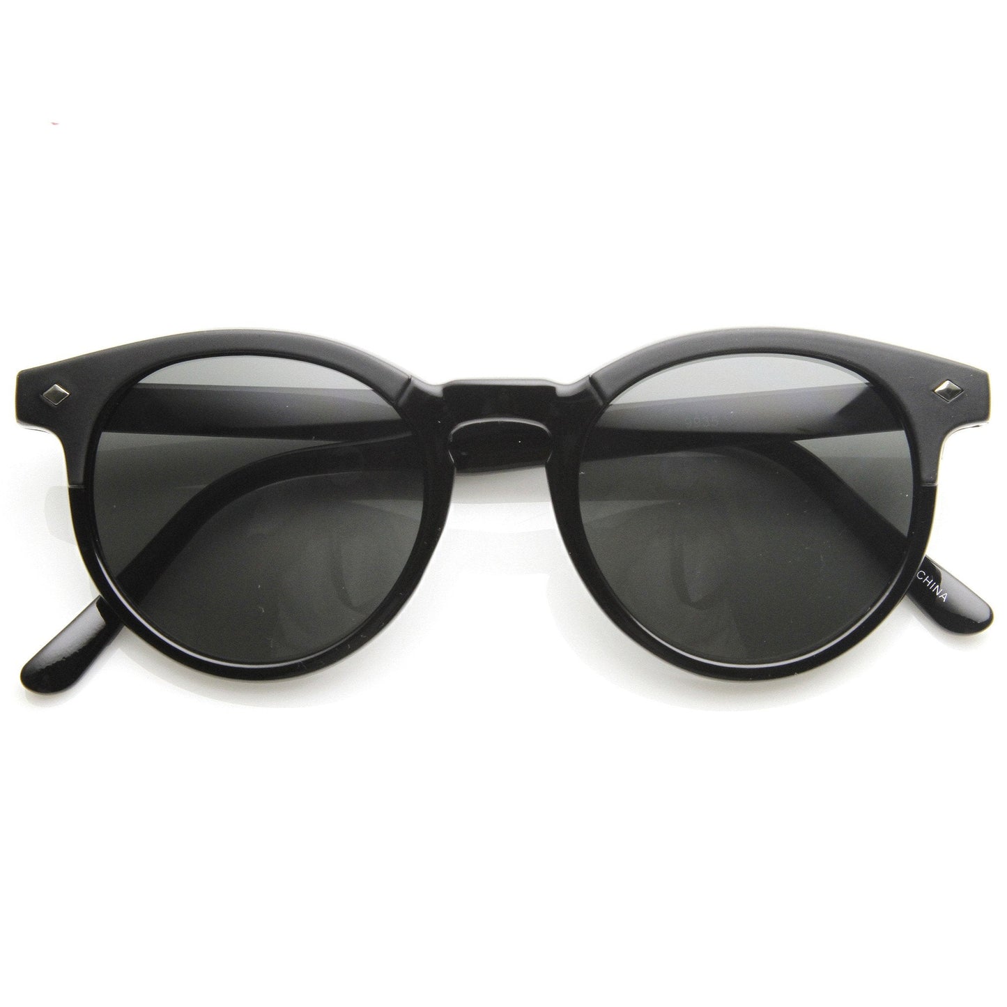 Dapper Vintage Inspired P3 Keyhole Round Horned Rim Sunglasses 8992