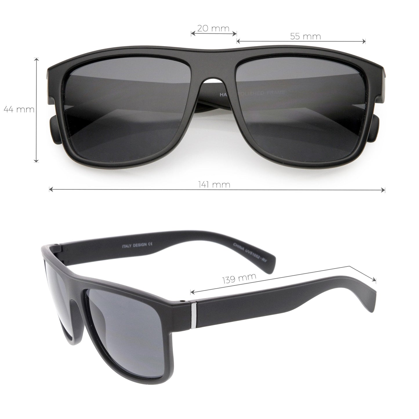 Men's Flat Top Action Sports Square Aviator Sunglasses C786