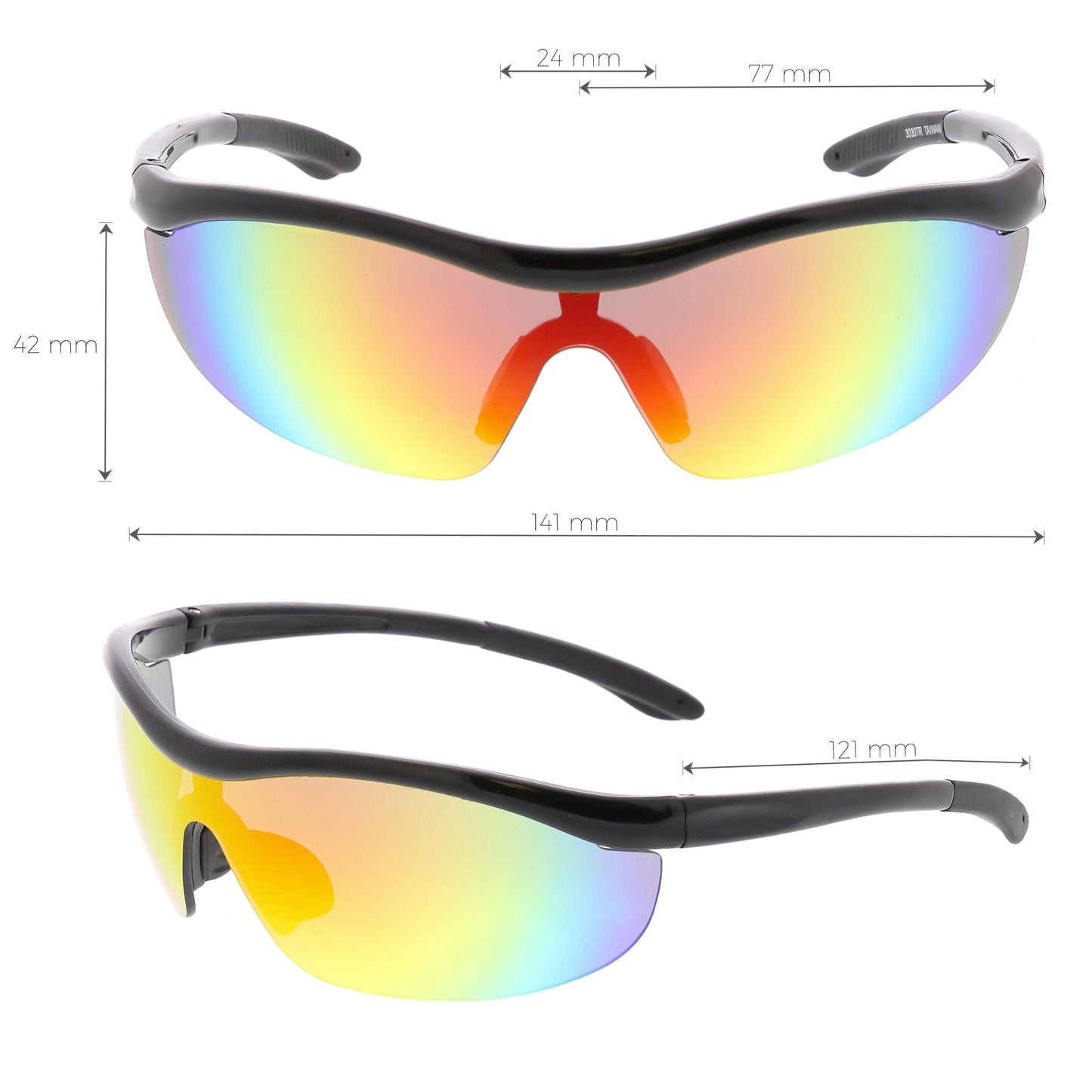 Premium TR-90 Sports Wrap Half Frame Shield Sunglasses C799 77mm