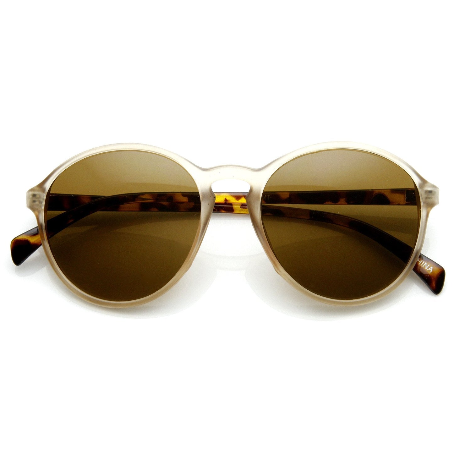 Retro Fashion P3 Matte Finish Keyhole Round Aviator Sunglasses 9178