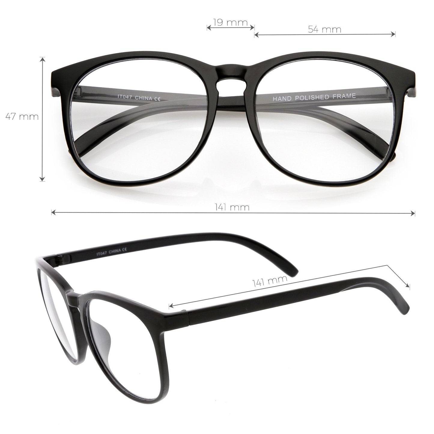 Classic Retro Dapper Round P3 Clear Lens Glasses C877