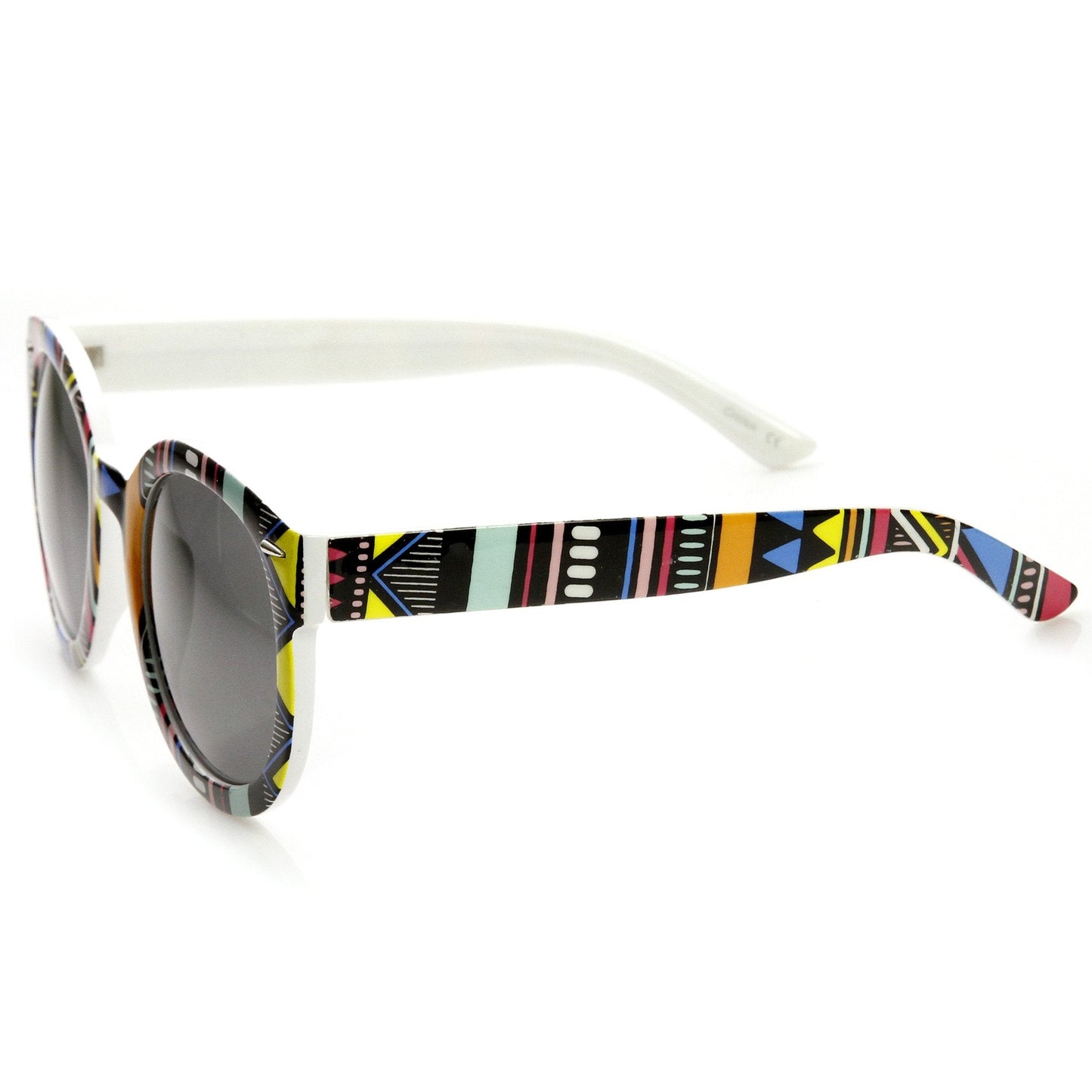 Women's Indie Fashion Oversize Round Native Print Sunglasses 9379
