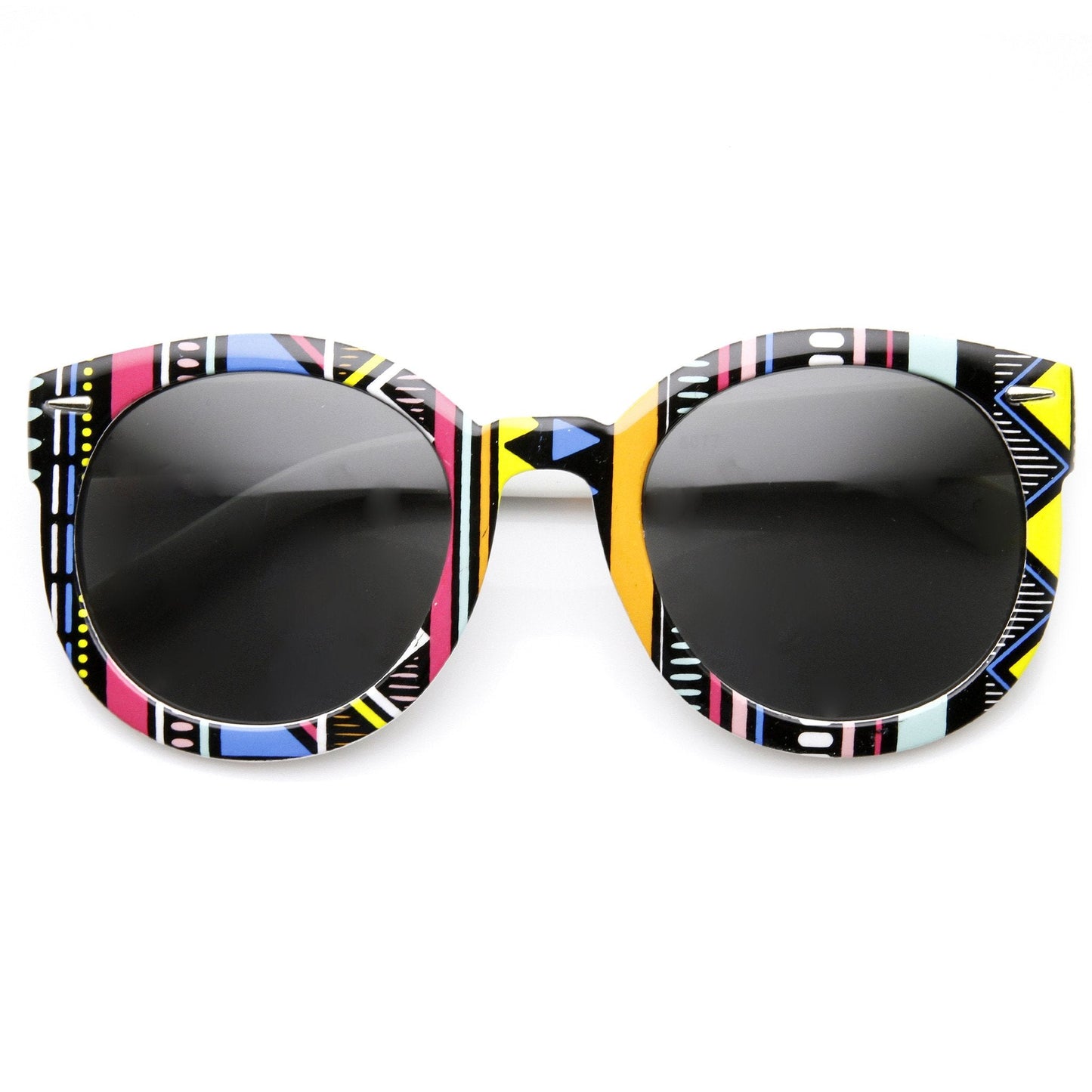 Women's Indie Fashion Oversize Round Native Print Sunglasses 9379