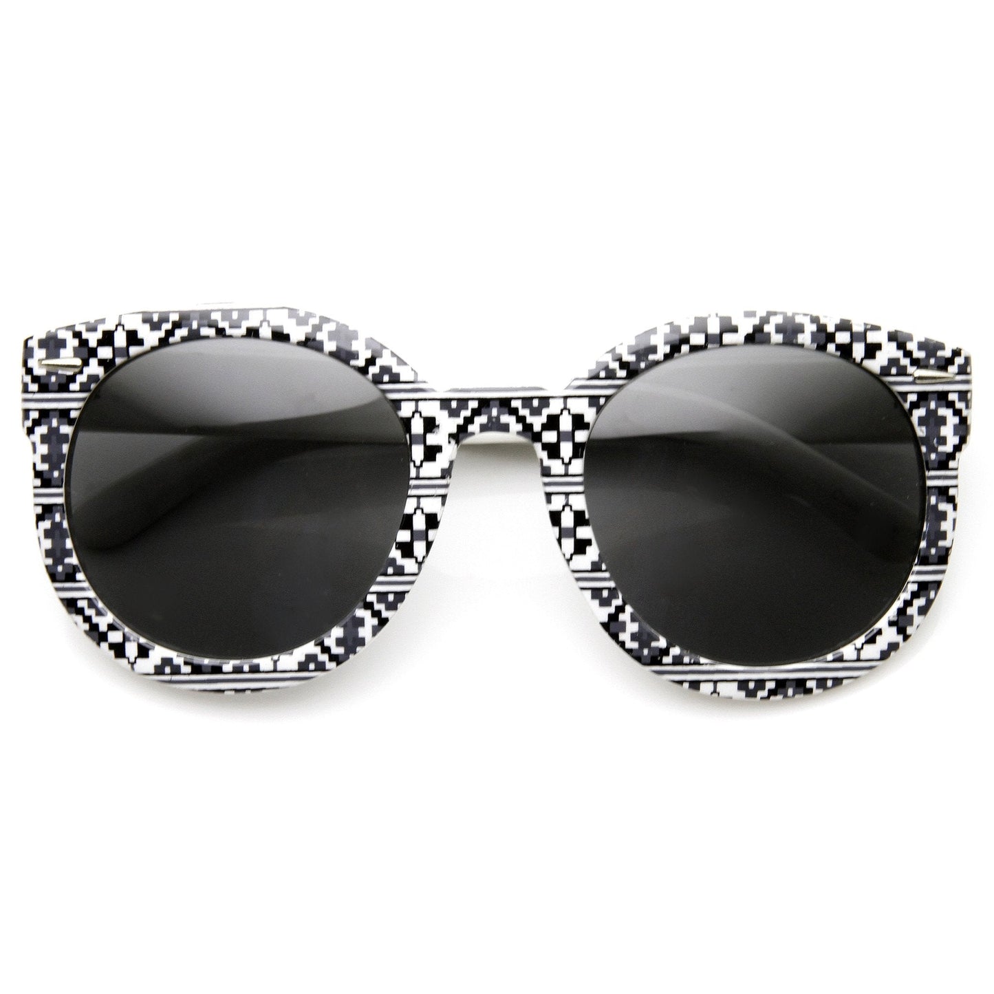 Women's Indie Fashion Oversize Round Native Print Sunglasses 9379