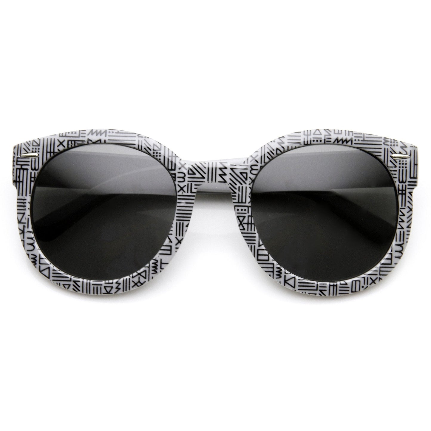 Women's Indie Fashion Oversize Round Native Print Sunglasses 9379