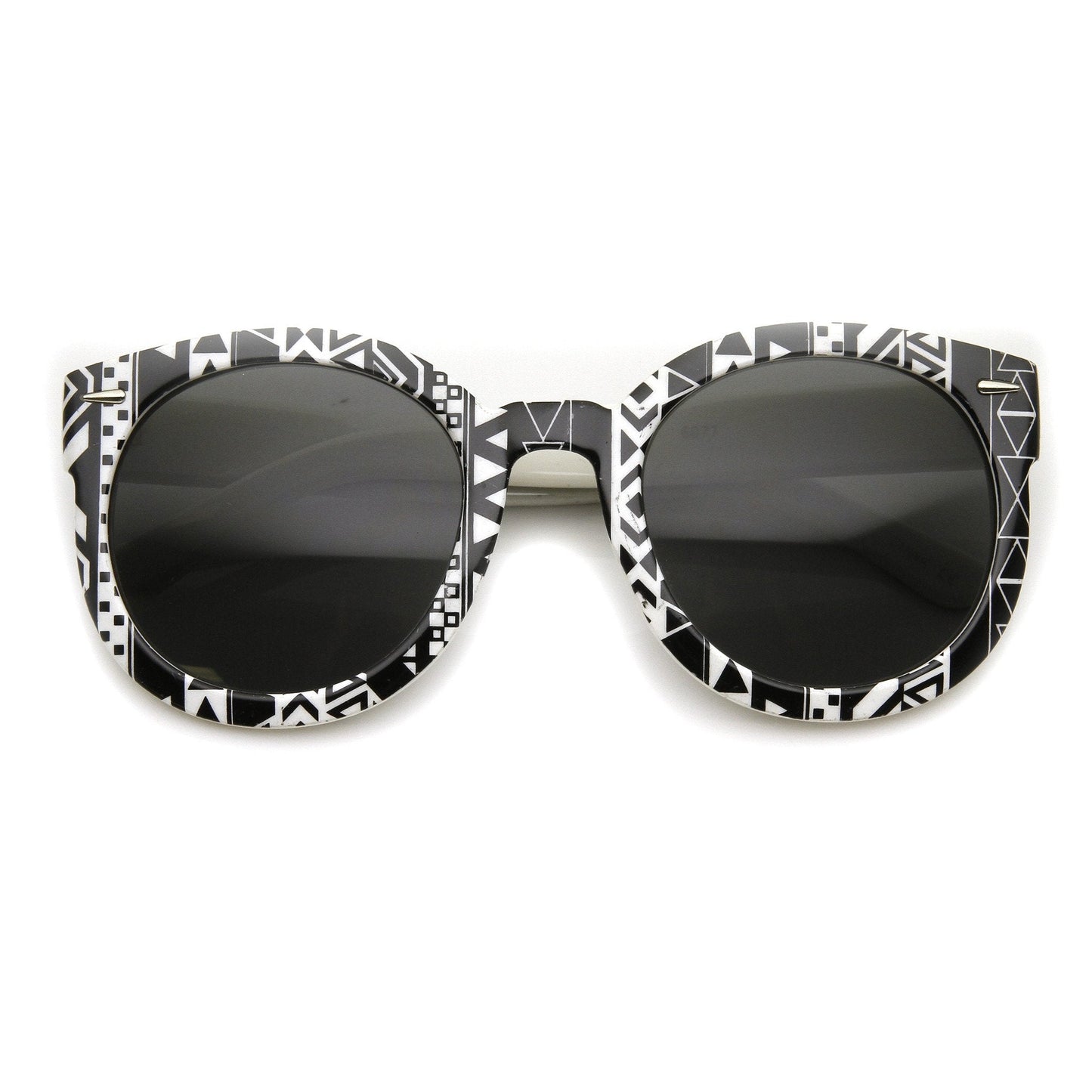 Women's Indie Fashion Oversize Round Native Print Sunglasses 9379