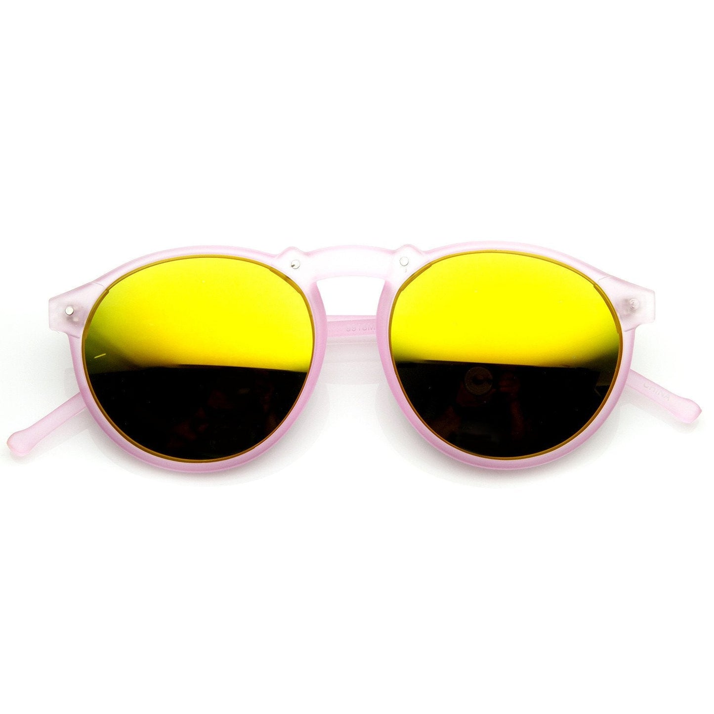 Trendy Retro Frosted Mirror Lens Round Sunglasses 8961