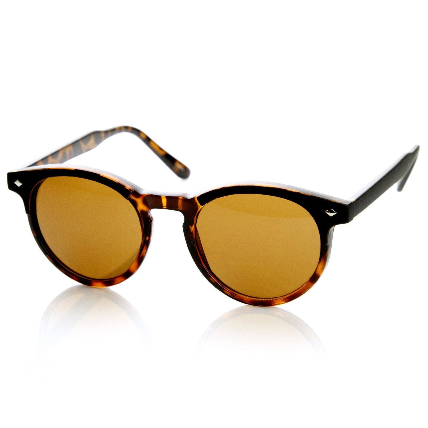 Dapper Vintage Inspired P3 Keyhole Round Horned Rim Sunglasses 8992