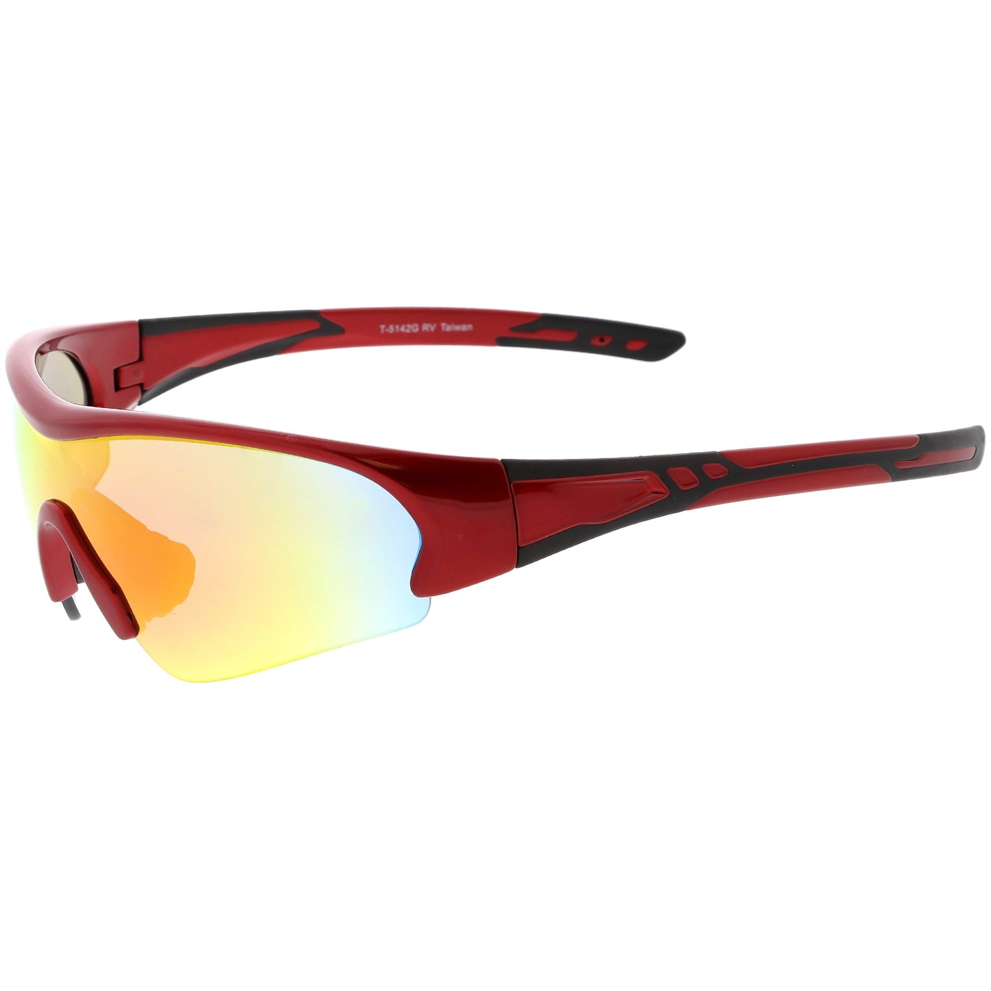 Men's Sports TR-90 Half Frame Mirrored Lens Shield Sunglasses C533