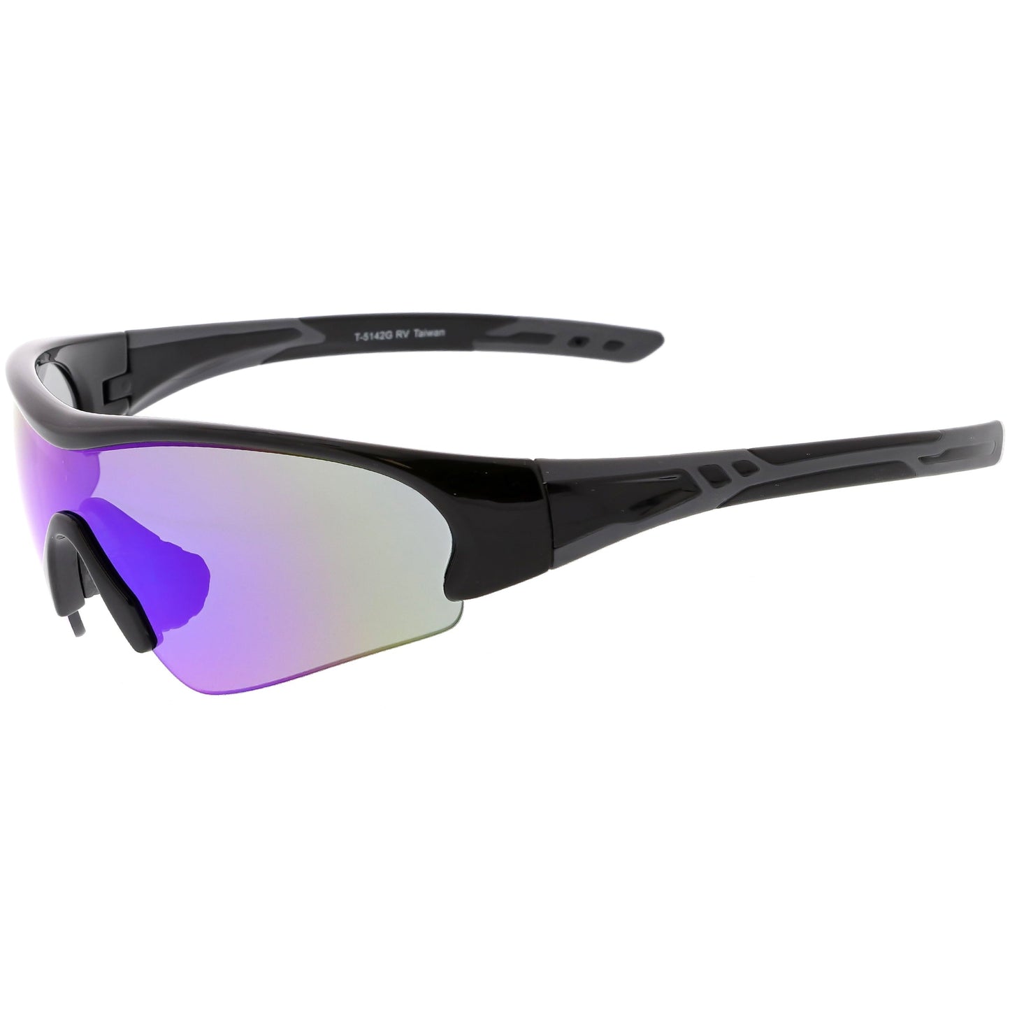 Men's Sports TR-90 Half Frame Mirrored Lens Shield Sunglasses C533