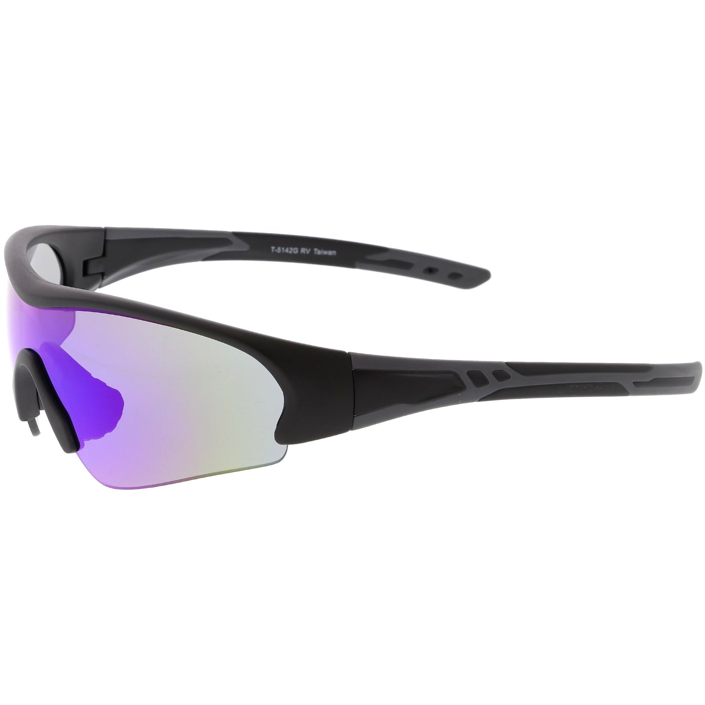 Men's Sports TR-90 Half Frame Mirrored Lens Shield Sunglasses C533