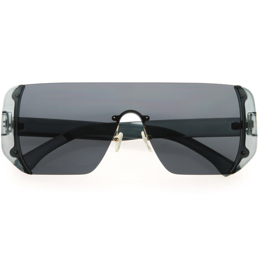 Retro Futuristic Oversize Color Mirrored Lens Shield Sunglasses C634