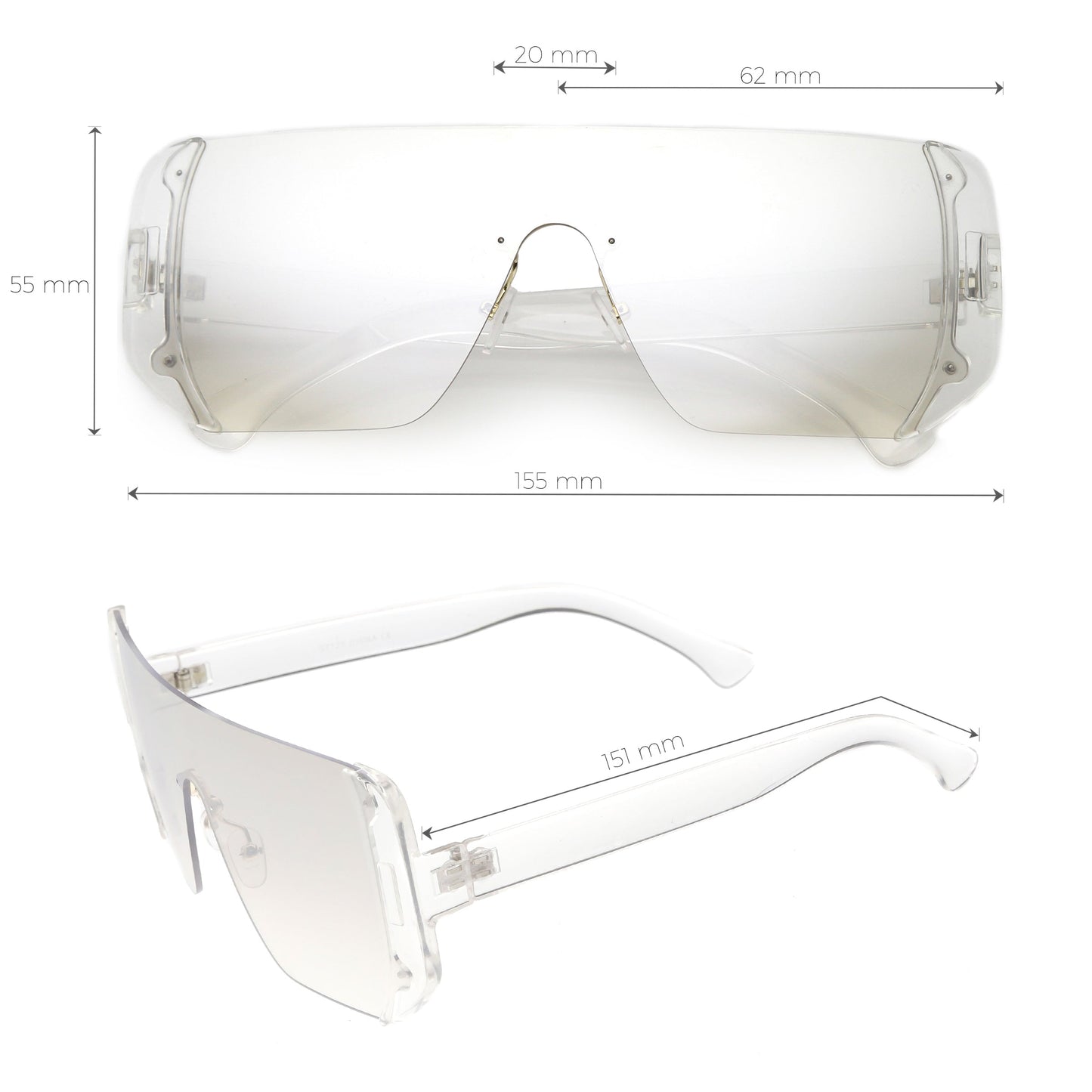 Retro Futuristic Oversize Color Mirrored Lens Shield Sunglasses C634