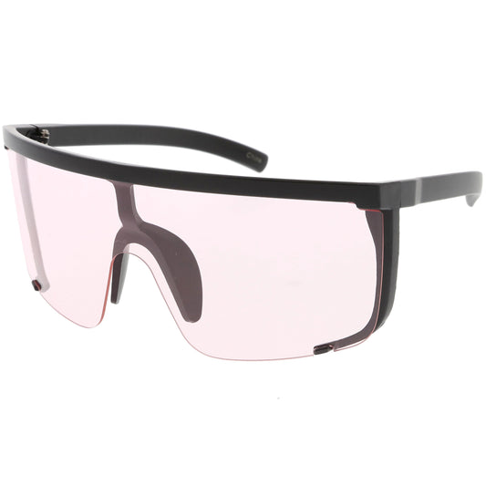 Oversize Retro Color Tone Sports Shield Flat Top Sunglasses C686