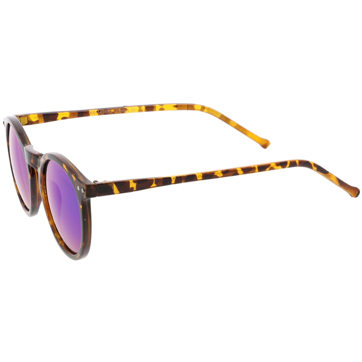 Retro Round Horned Rim Flash Mirrored Lens Sunglasses C703