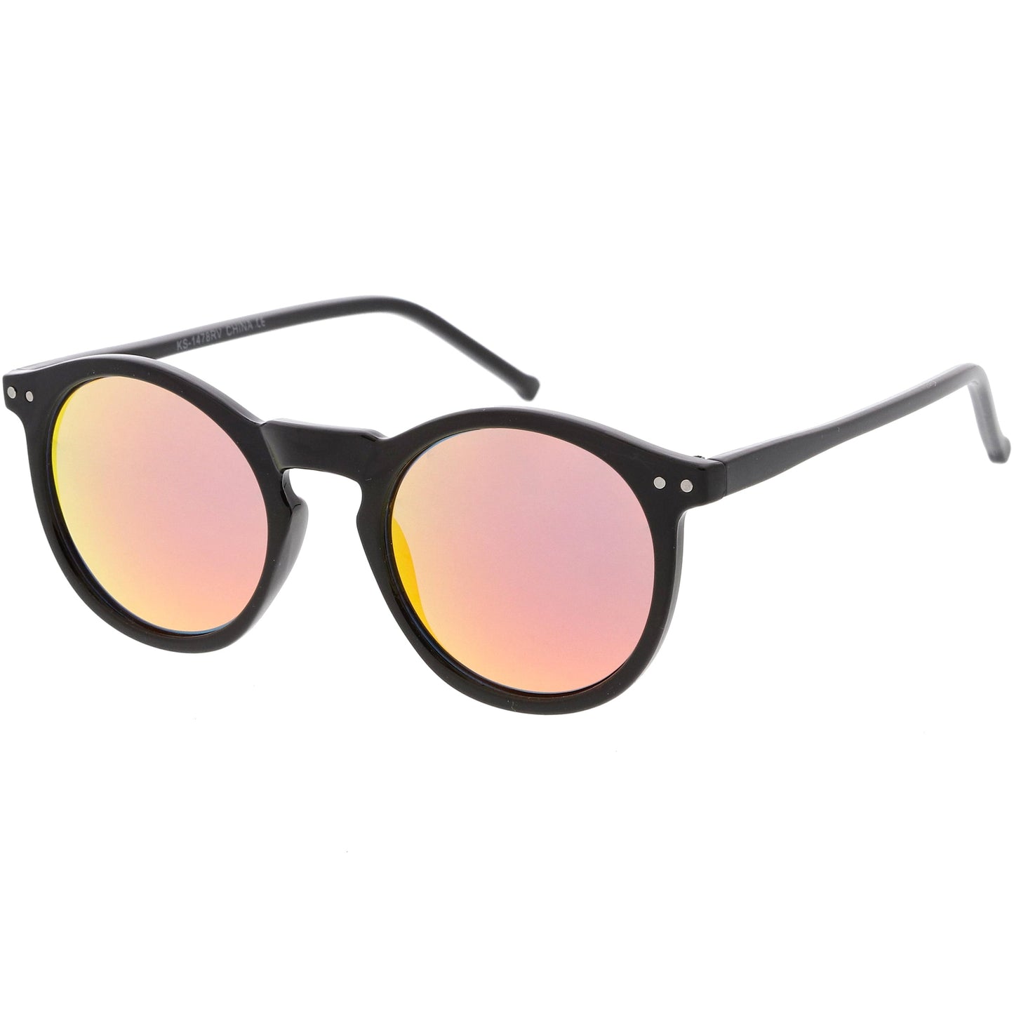Retro Round Horned Rim Flash Mirrored Lens Sunglasses C703