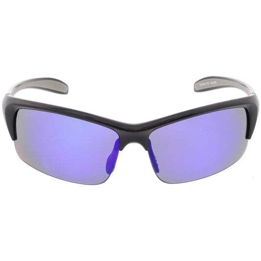 Semi Rimless Performance Sports TR-90 Mirrored Lens Sunglasses C808