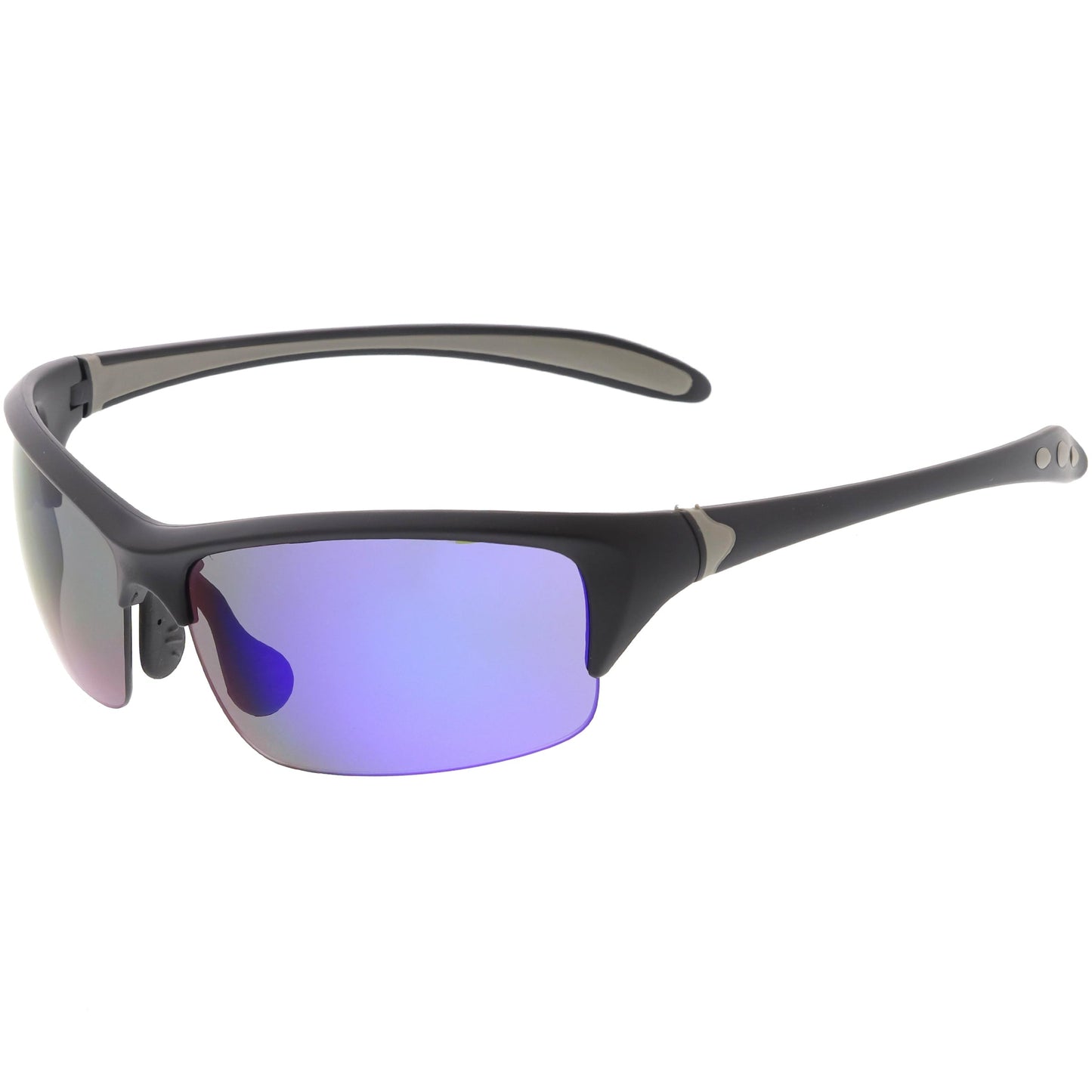 Semi Rimless Performance Sports TR-90 Mirrored Lens Sunglasses C808