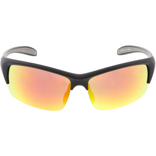 Semi Rimless Performance Sports TR-90 Mirrored Lens Sunglasses C808