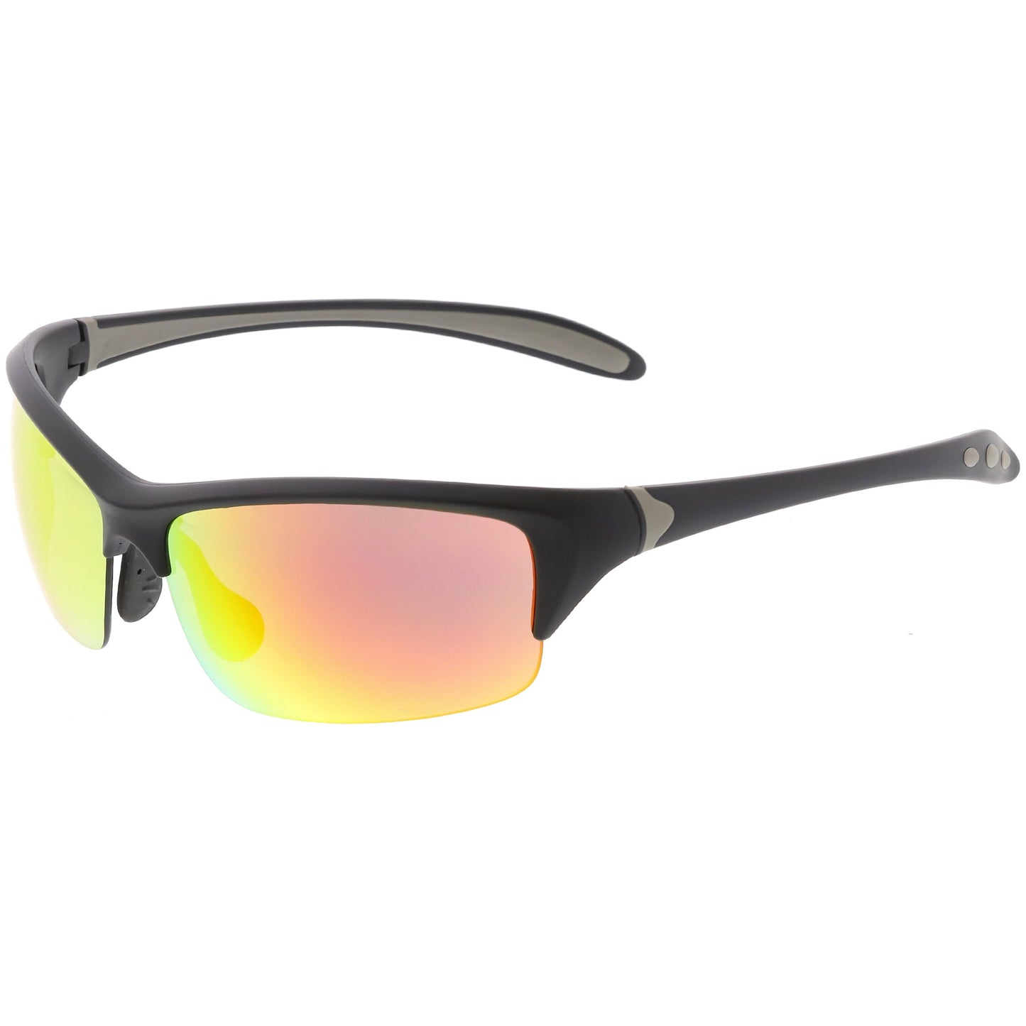 Semi Rimless Performance Sports TR-90 Mirrored Lens Sunglasses C808