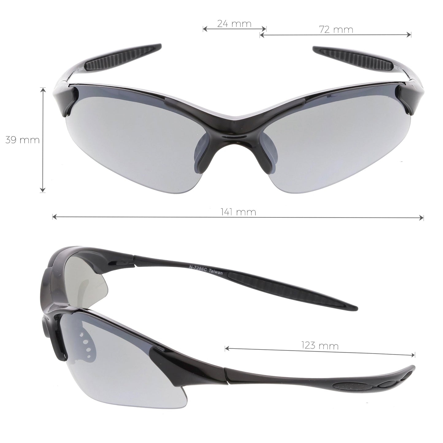 Performance Sports Light Weight TR-90 Curved Half Frame Sunglasses C814