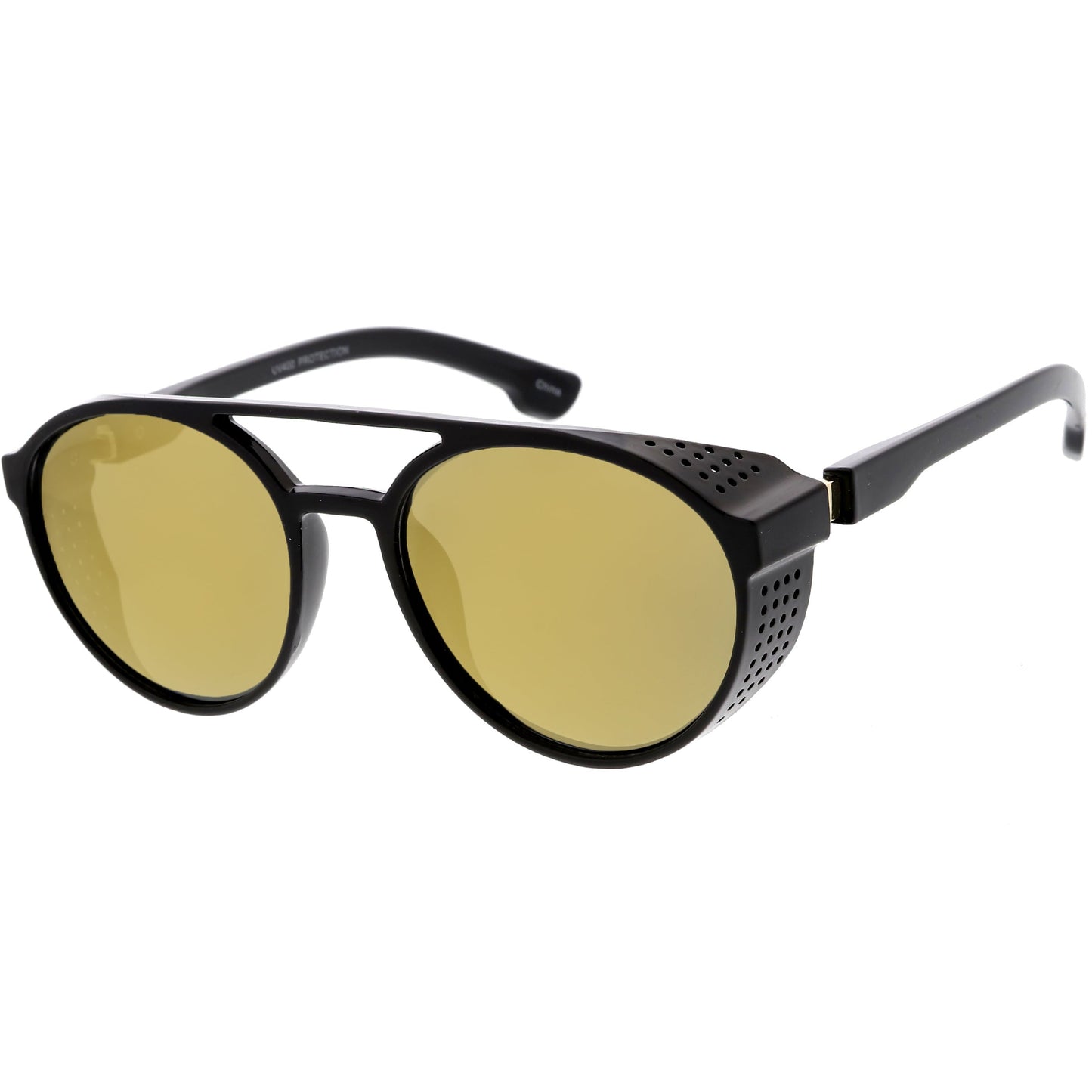 Retro Steampunk Side Vented Mirrored Lens Goggle Sunglasses C955