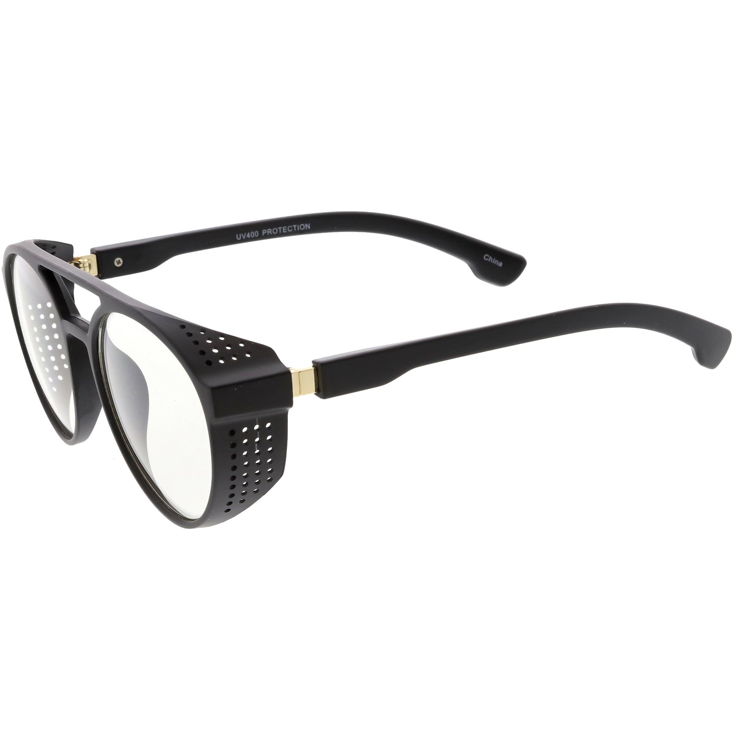 Retro Steampunk Disco Biker Clear Lens Vented Glasses C956